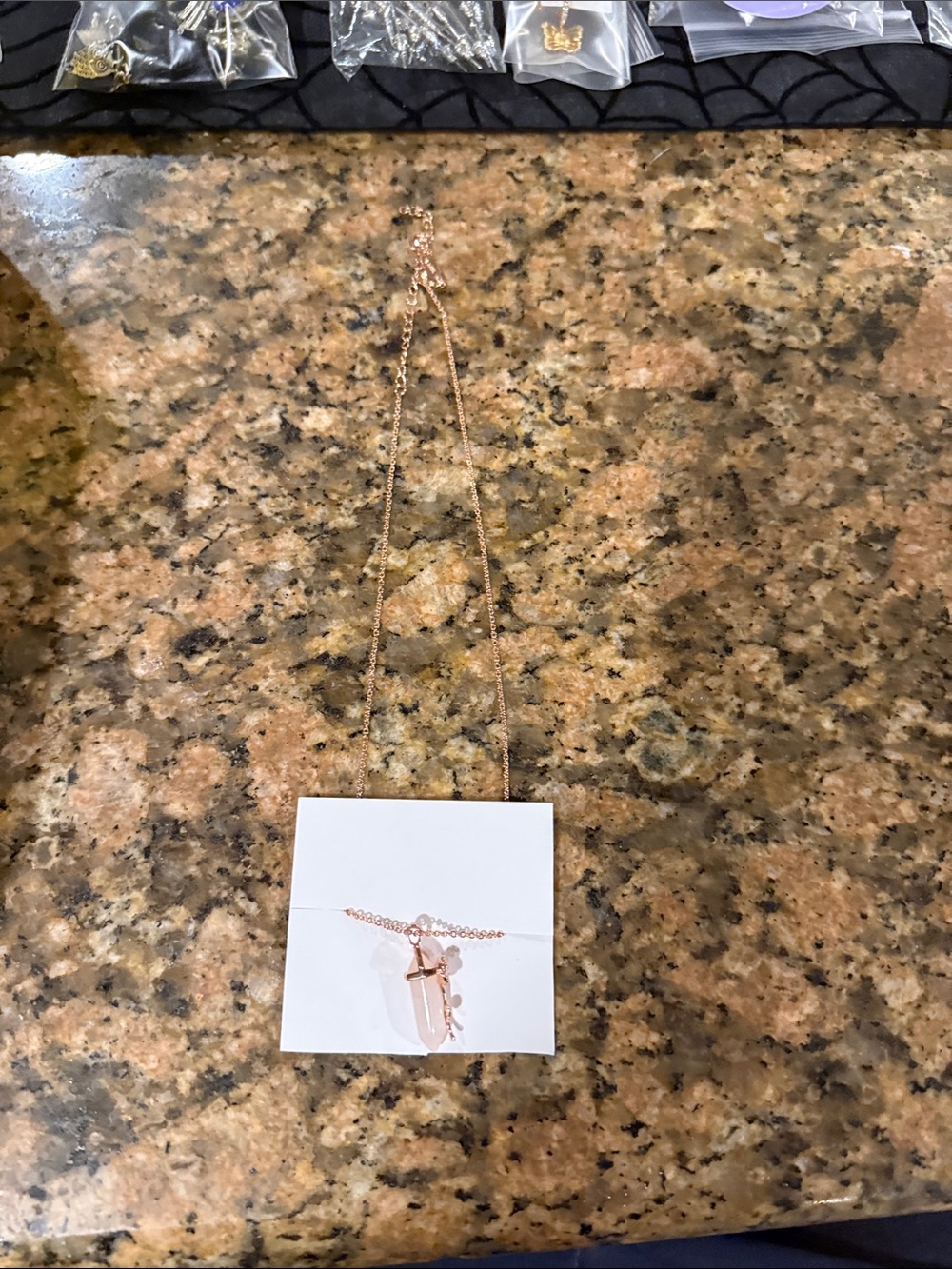 Hot Topic Rose Gold Crystal Cross Pendant Necklace